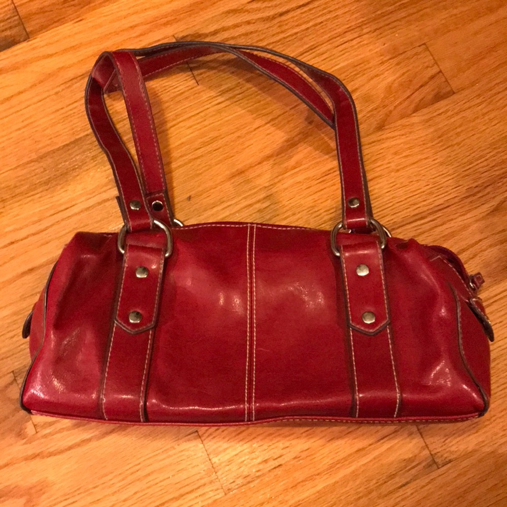 Small red shoulder bag